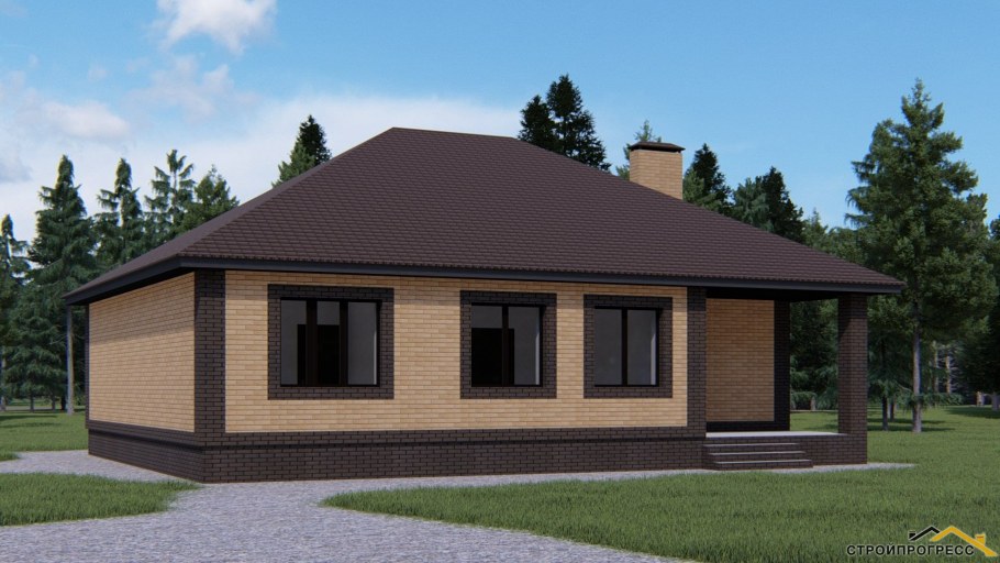 Одноэтажный дом из бруса 10х12