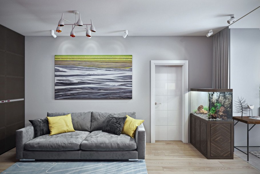 Интерьер гостевой комнаты с диваном