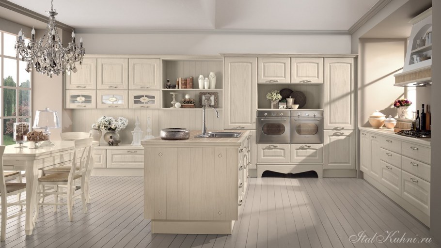 Голубая кухня в стиле Неоклассика