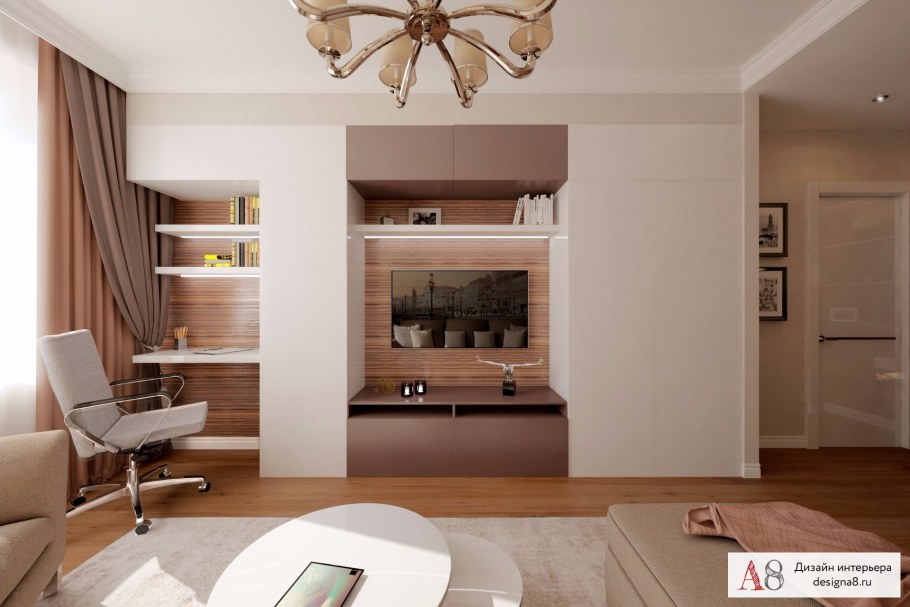 Интерьер дизайнерский стандартной двухкомнатной квартиры