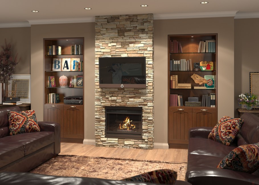 Современная стенка с камином