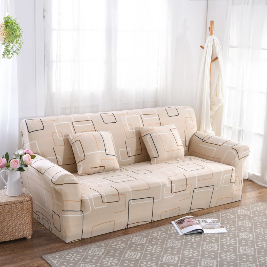 Диван двухместный прямой бежевый с серым кантом GD-28-911-2bg2