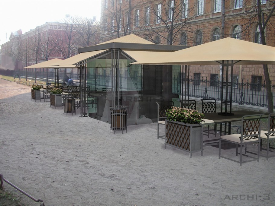 Гриль зона с мягкими окнами