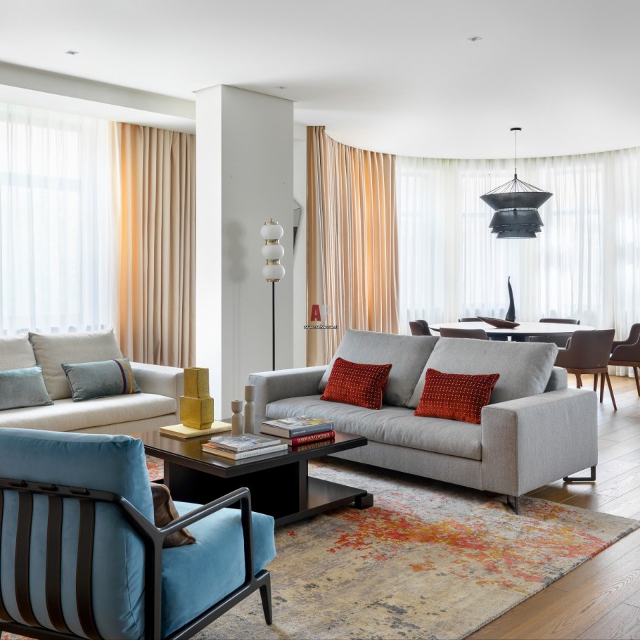 Гостиная с эркером в стиле Минимализм