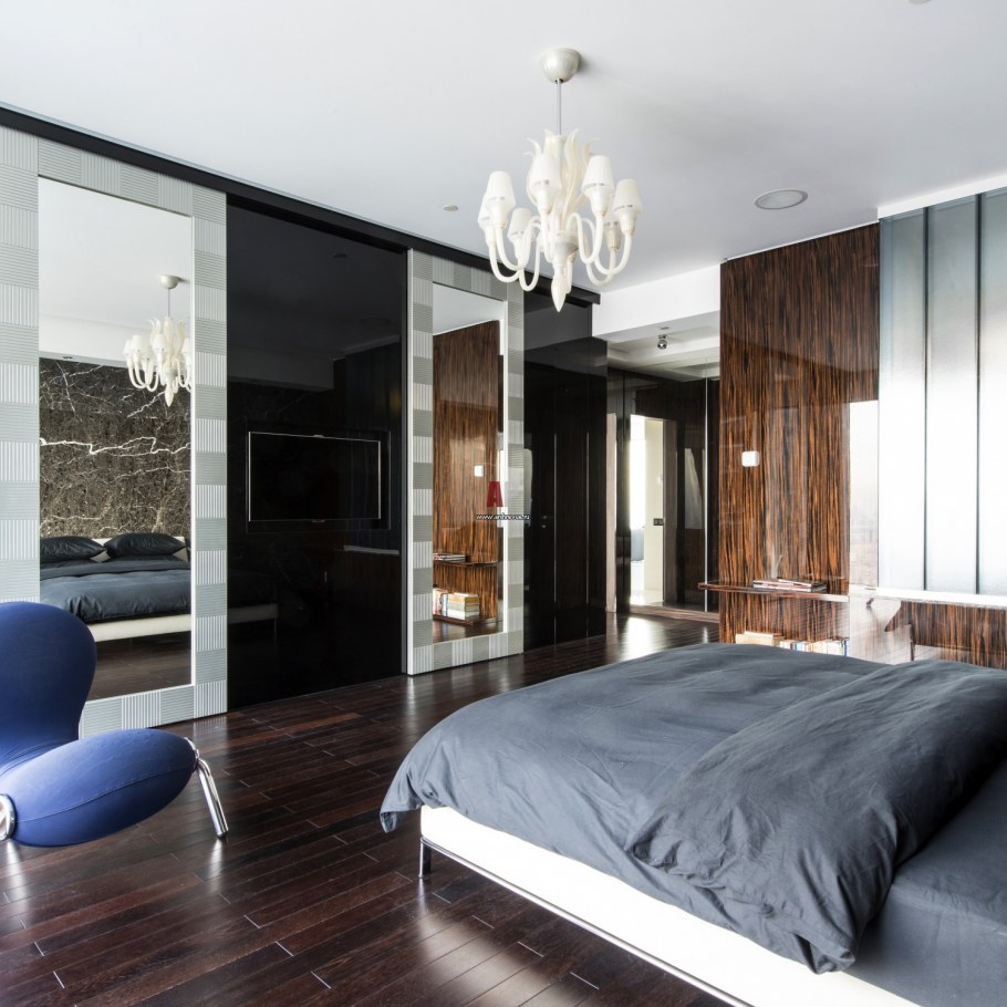 Спальня в Москоу Сити панорамные окна