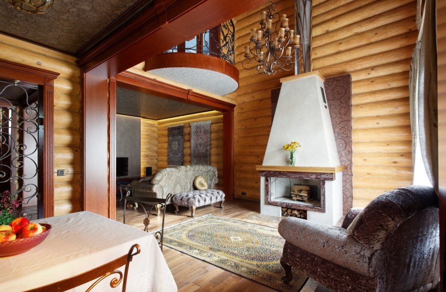 Уютная гостиная с камином