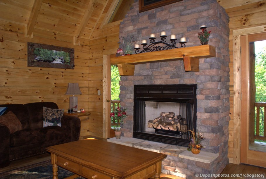 Гостиные с камином в загородном доме