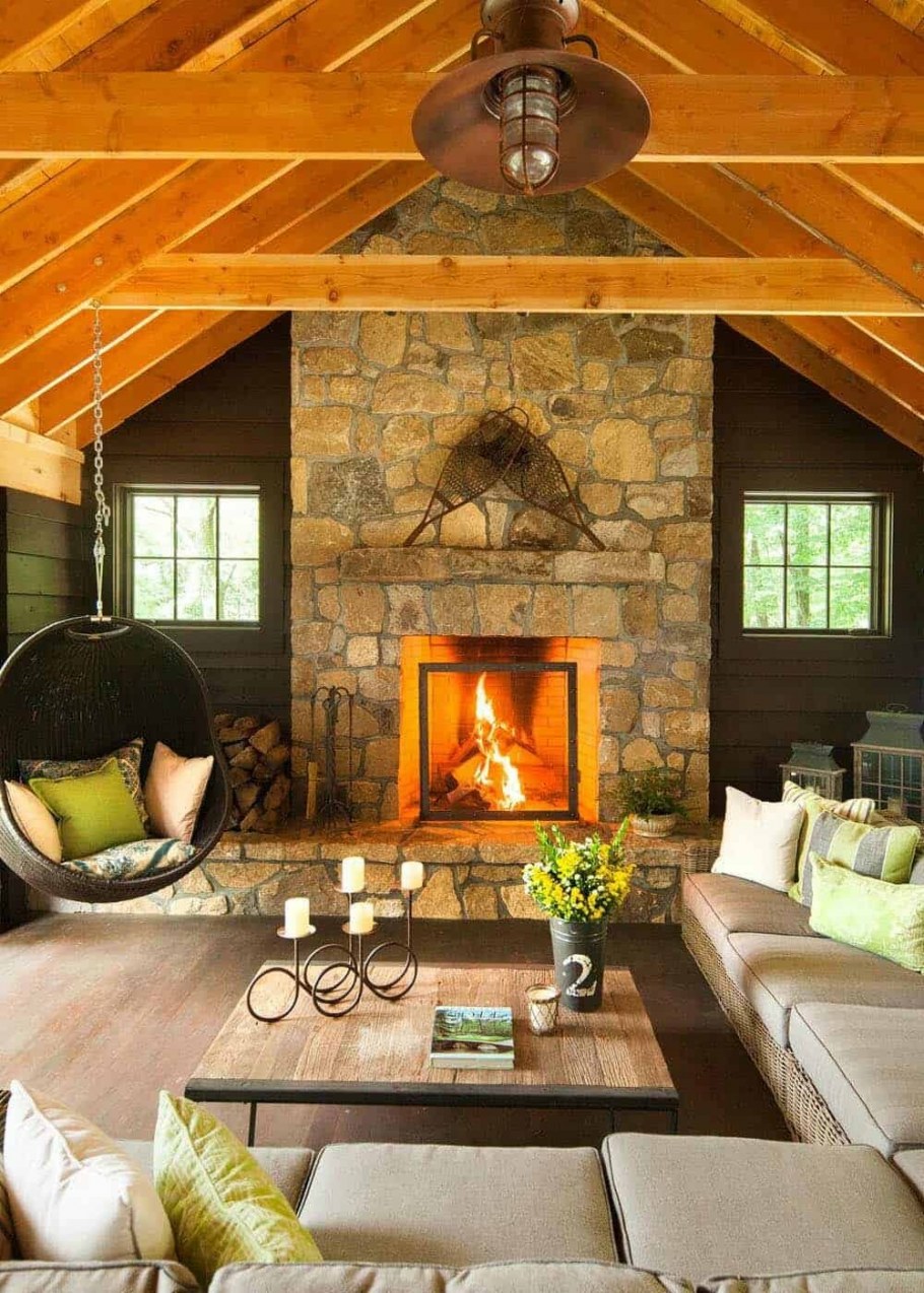 Камин уют интерьер