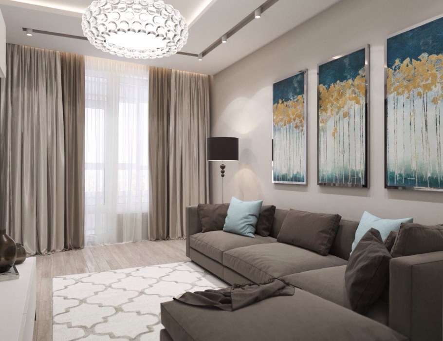 Тюль в зал со шторами