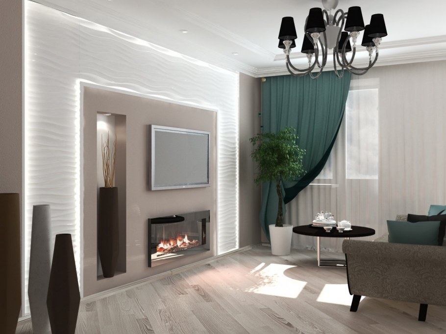 Гостиная с телевизором в скандинавском стиле