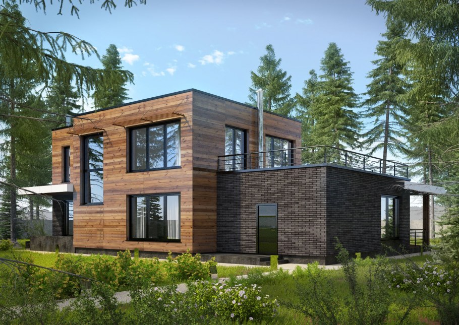 Особняк с плоской крышей