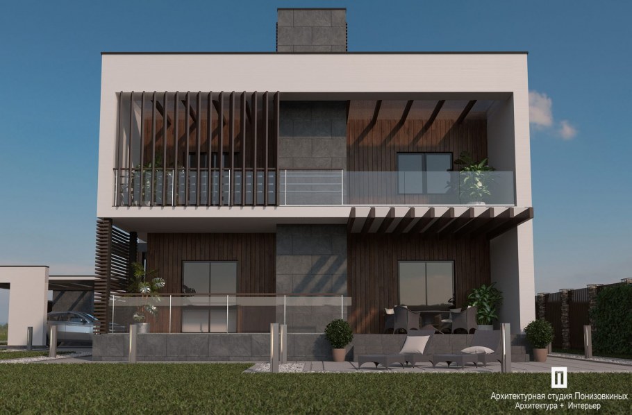 Дом с плоской крышей монолит 170 м