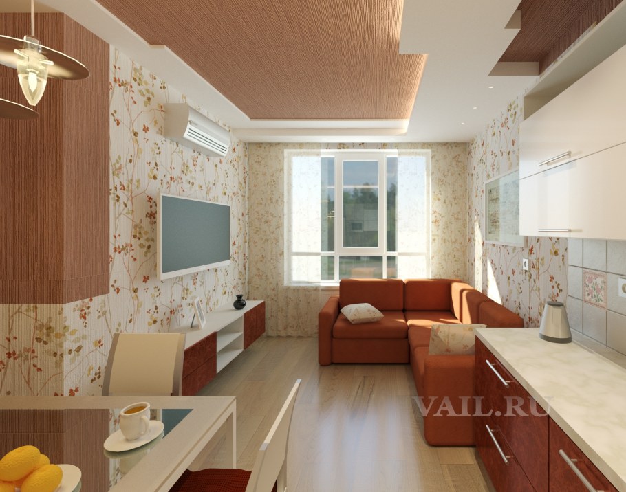 Кухня с гостинной 15кв м интерьер