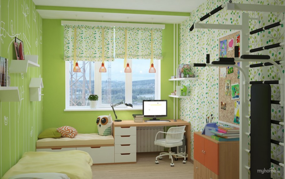 Зеленая спальня для подростка