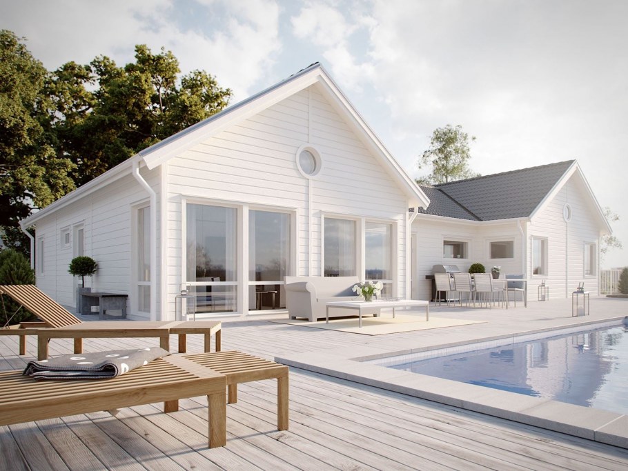 Одноэтажный Скандинавский дом с террасой
