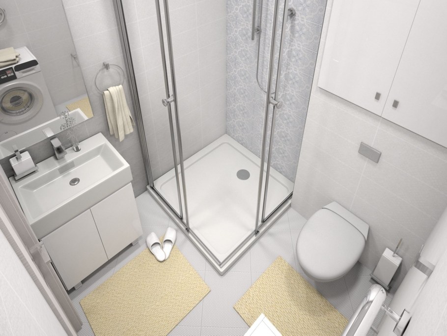 Интерьер ванной комнаты с душевой кабиной