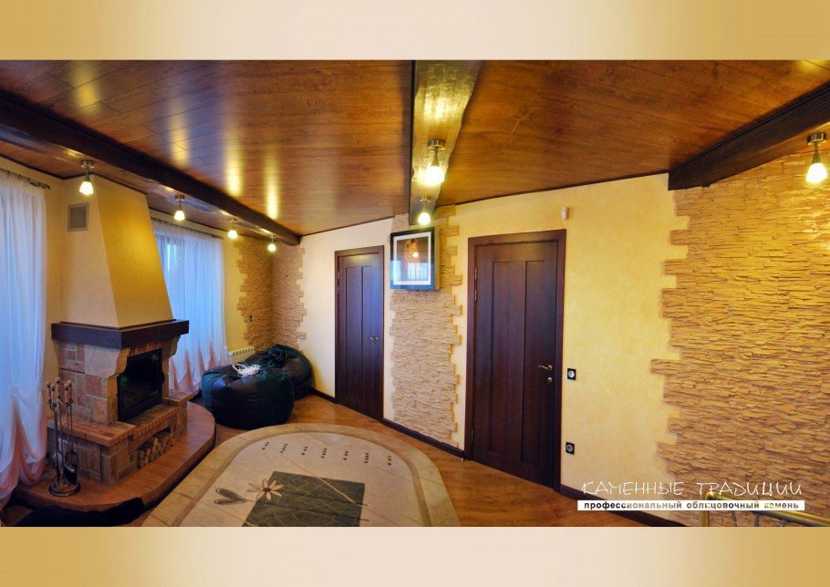 Декоративный камень на потолке