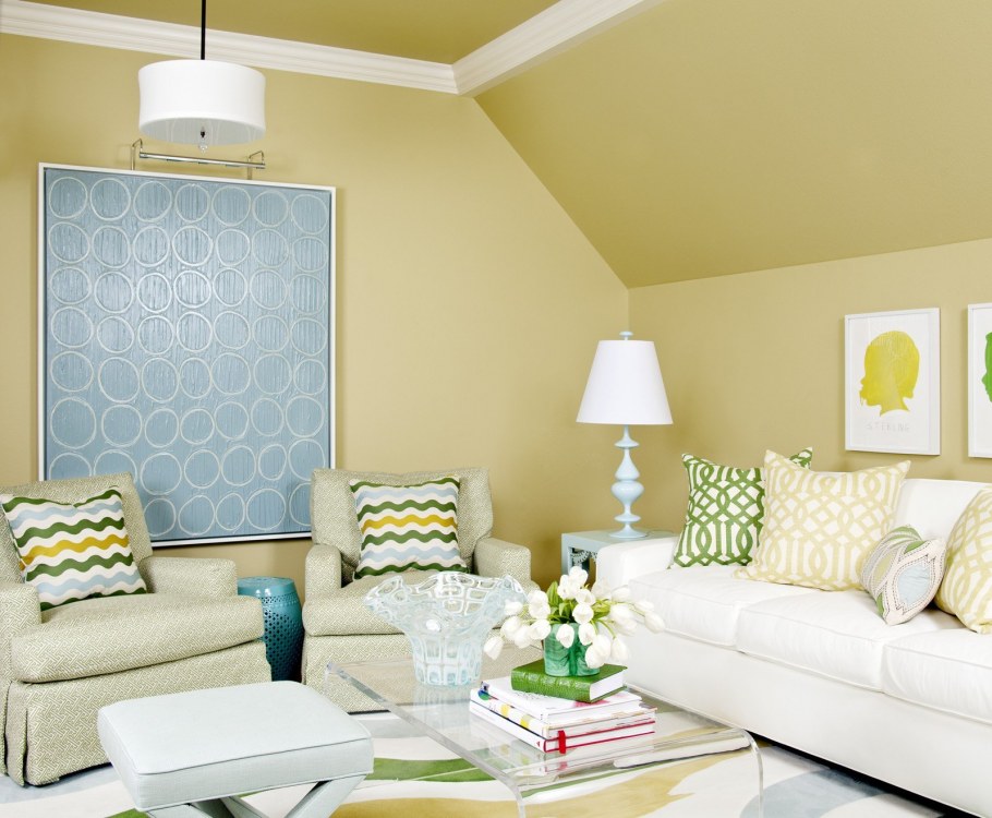 Покраска стен в гостиной идеи