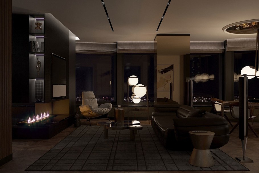 Интерьер ночью