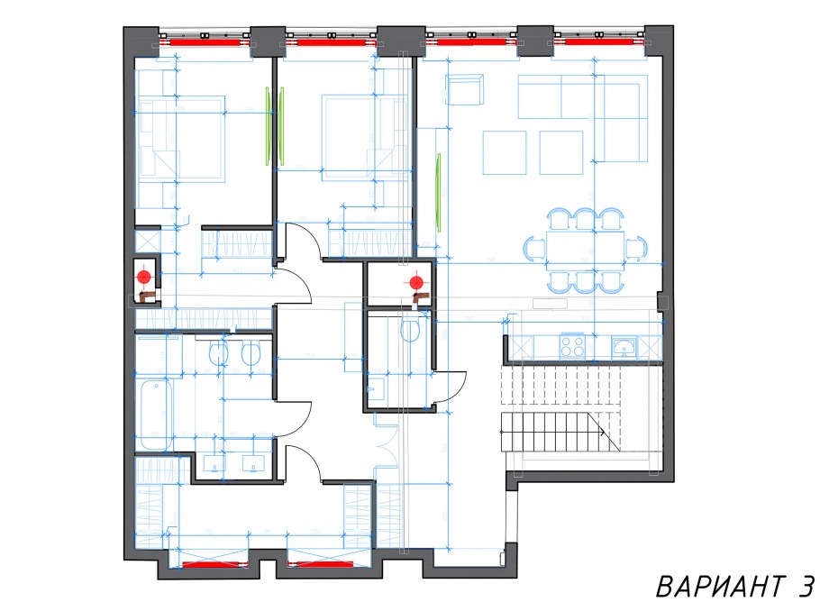 Спальня с красными акцентами