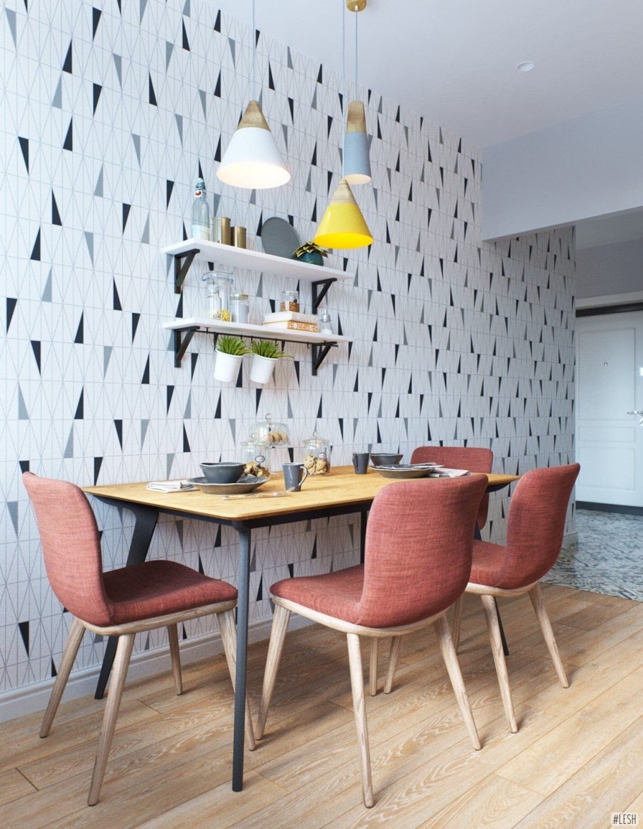 Скомбинировать обои на кухне