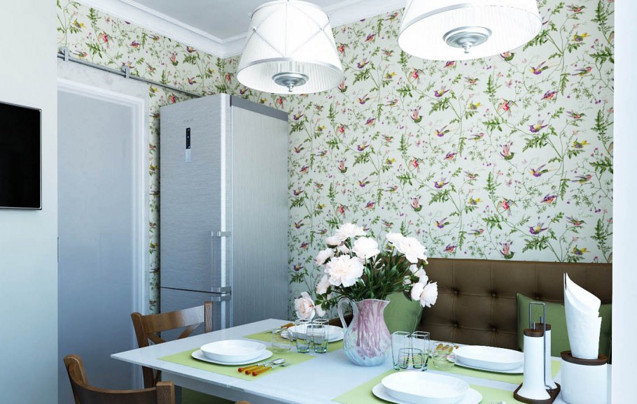 Серый с розовым в интерьере кухни