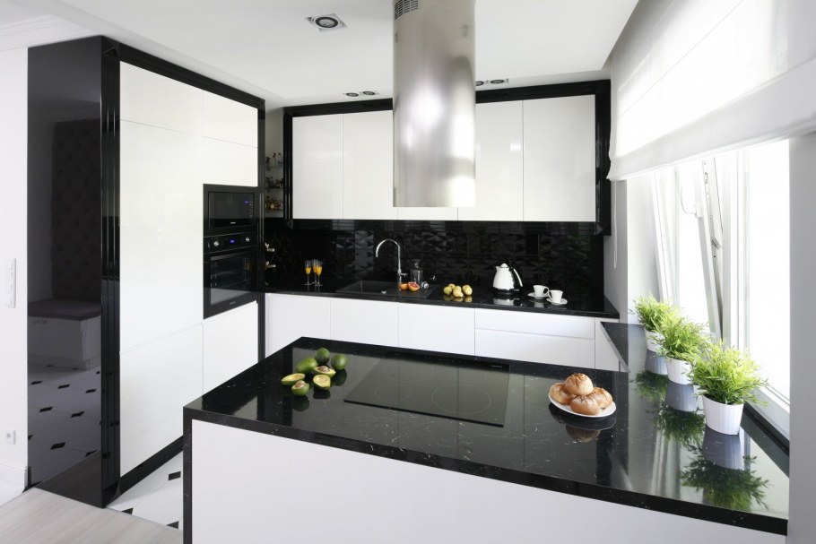 White Kitchen Cabinets with Dark Countertops