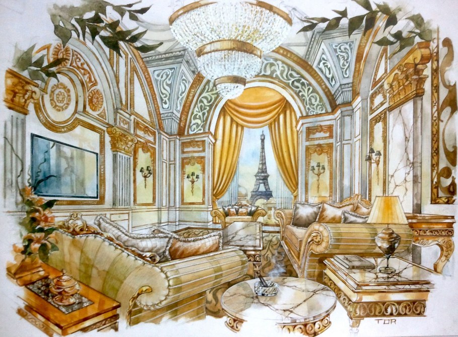 Эскиз интерьер рококо