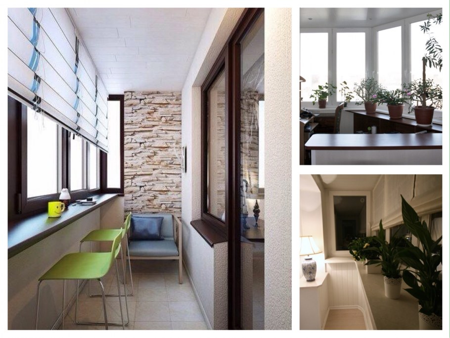 Широкий подоконник на балконе