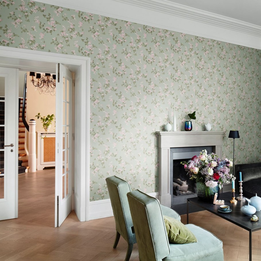 Комбинирование обоев в гостиной