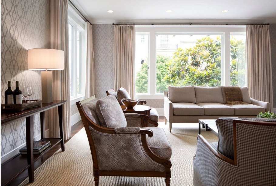 Варианты обоев для зала