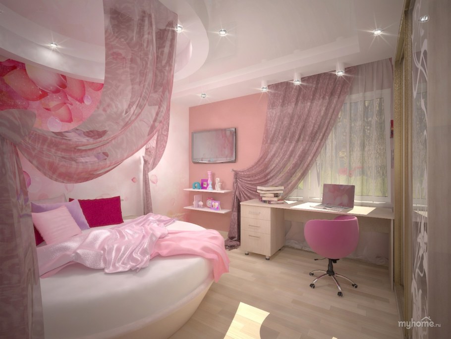 Обстановка комнаты для девочки