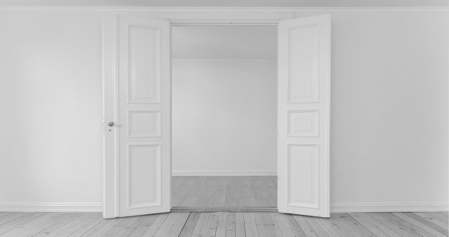 Белые двери на фоне белых стен