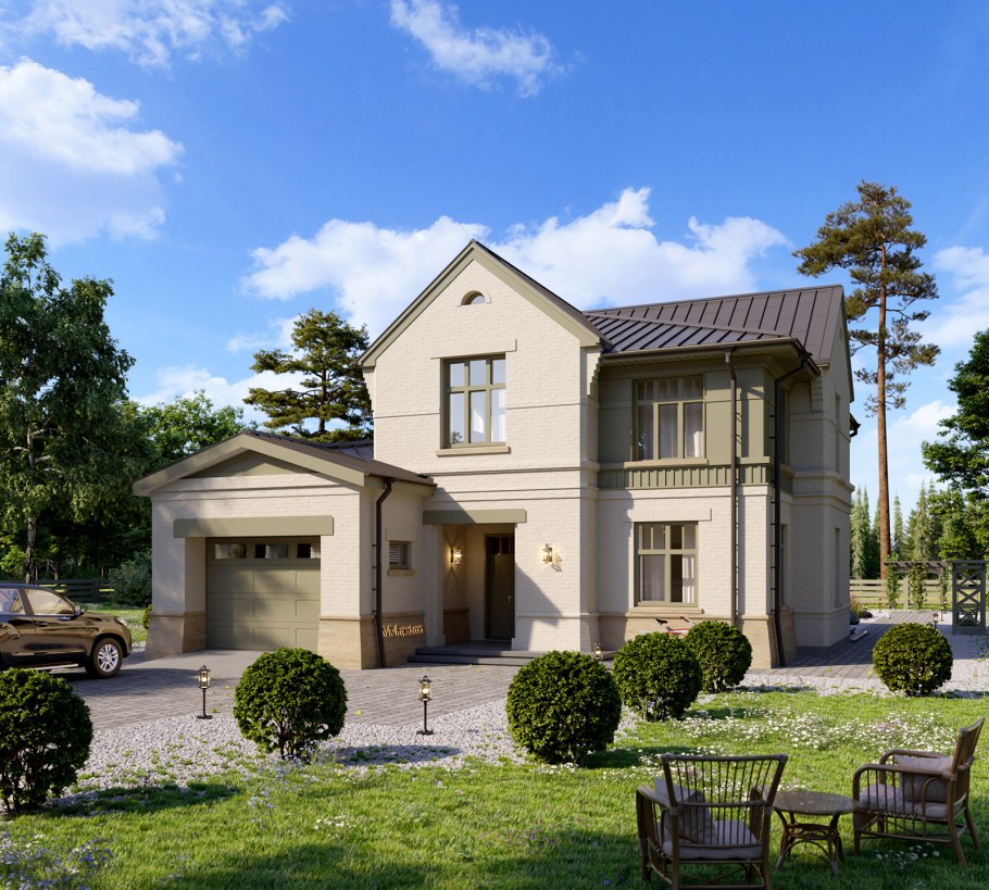 Кирпичный дом в классическом стиле