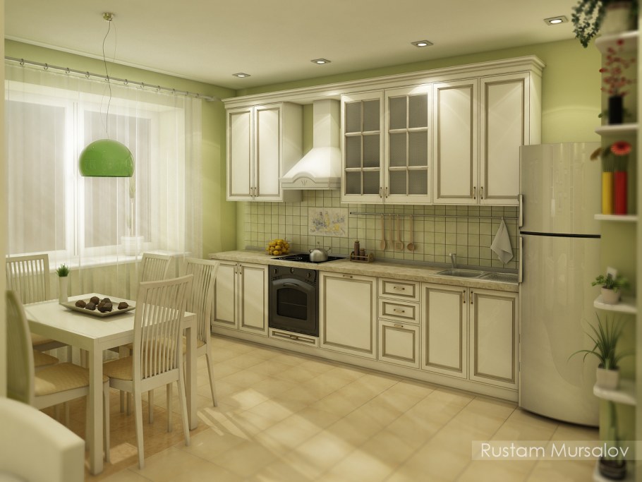 Современная кухня в фисташковых тонах