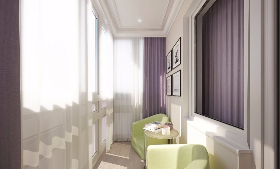 Маленькая стильная гостиная с балконом