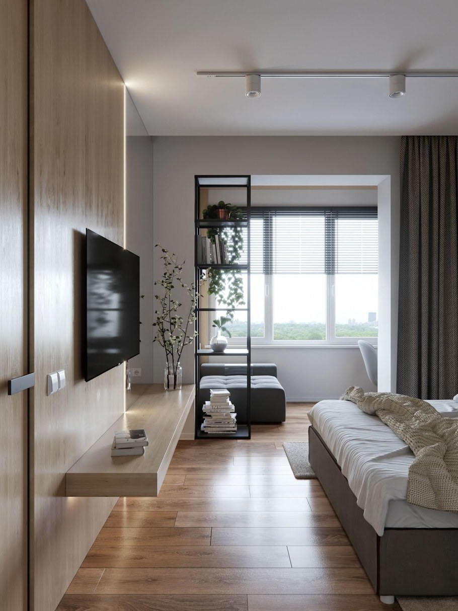 Комнаты студии в 30 кв.м