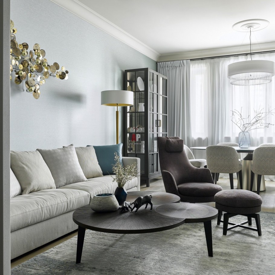 Гостиная в серых тонах