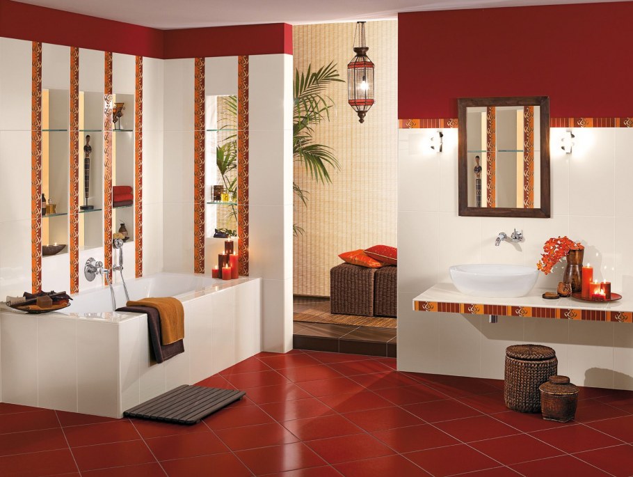Оранжевая ванная комната