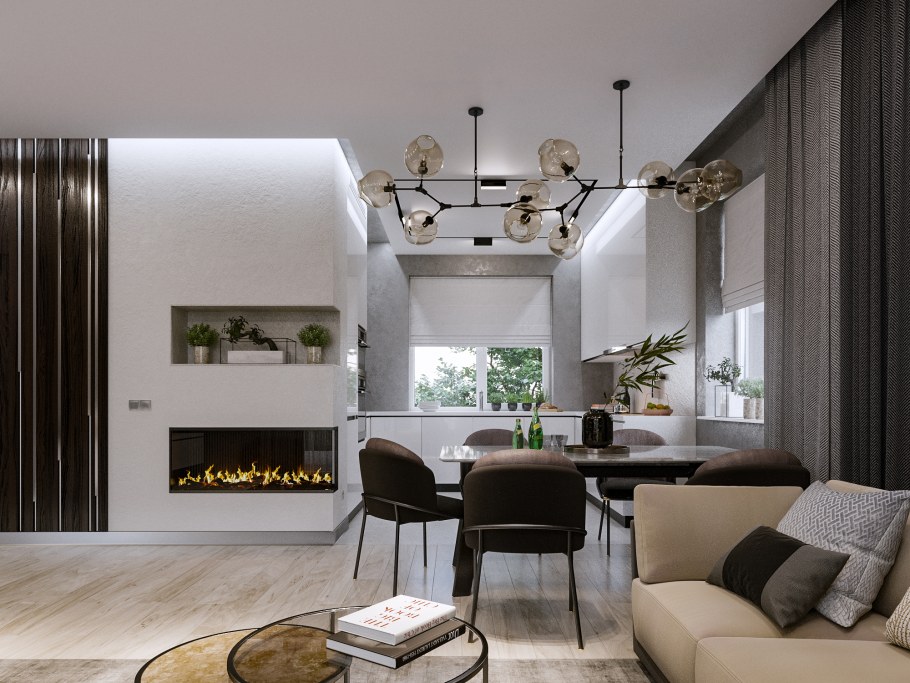 Уютная кухня гостиная