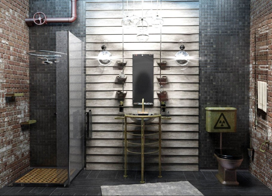 Туалетная комната в стиле лофт