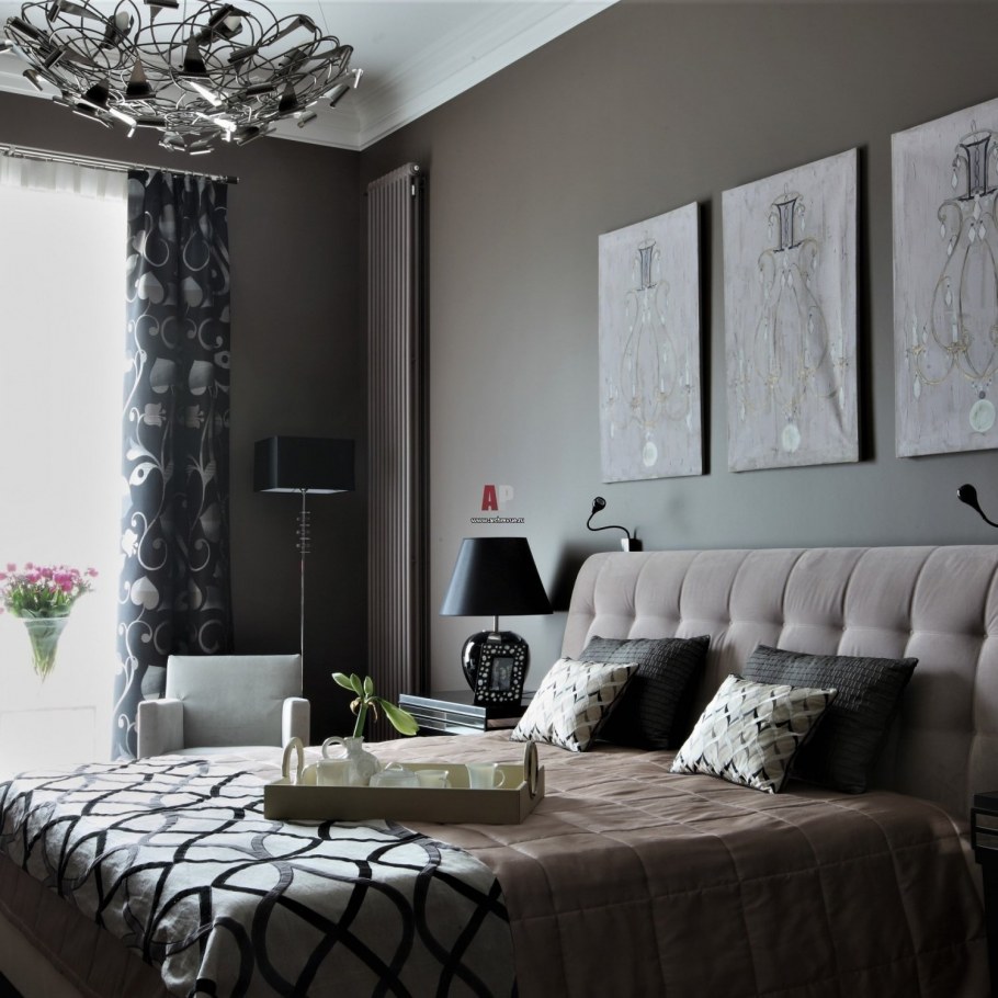 Серые стены белая мебель