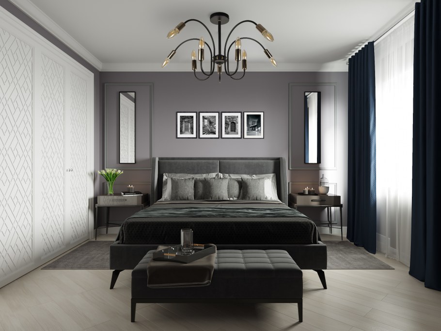 Икеа спальня в темных тонах