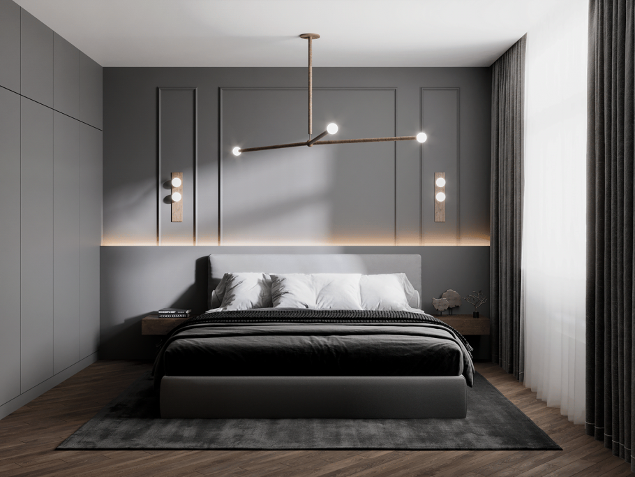 Спальня в сером цвете