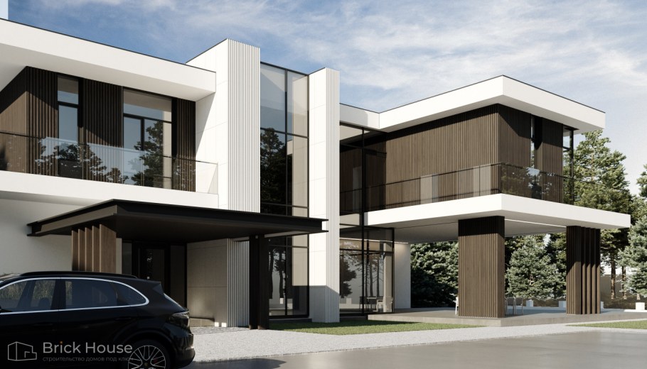 Дом с плоской крышей и цокольным этажом