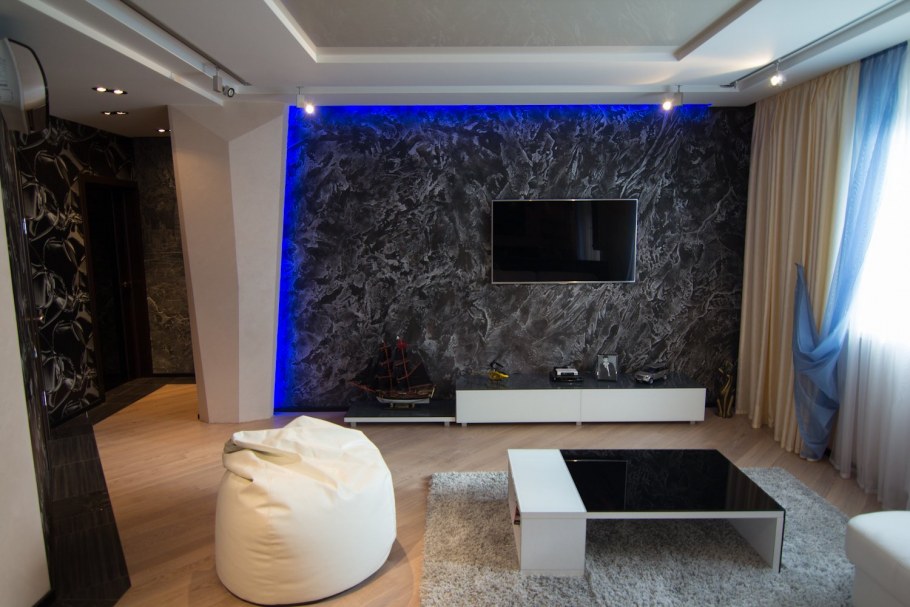 Декоративная штукатурка в гостиной