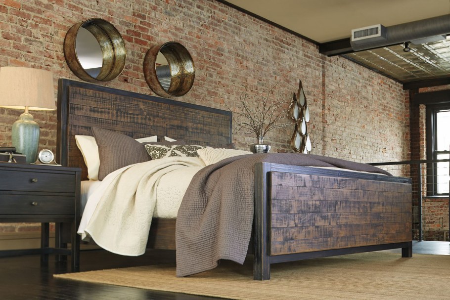 Спальная кровать в стиле лофт