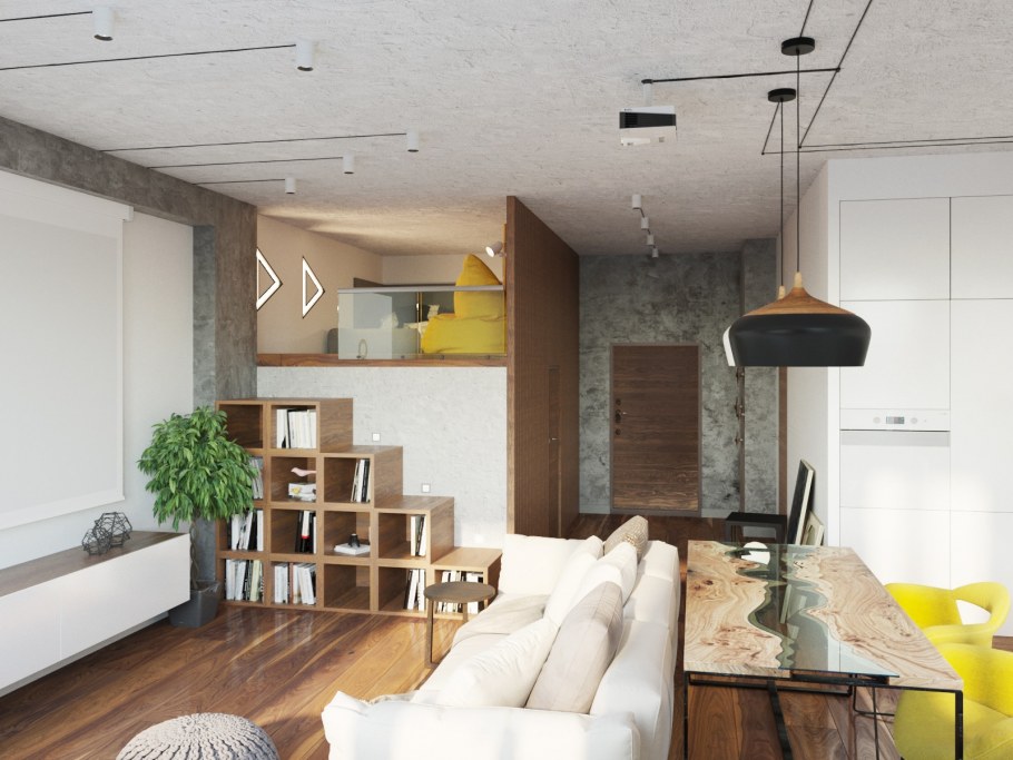 Потолок в однокомнатной квартире студии