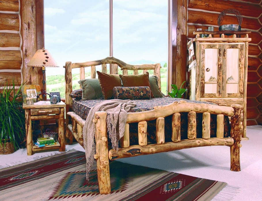 Спальня рустикальный стиль деревянная мебель