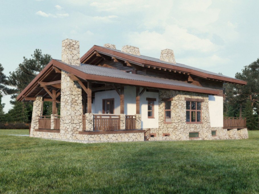 Одноэтажный каменный дом Шале